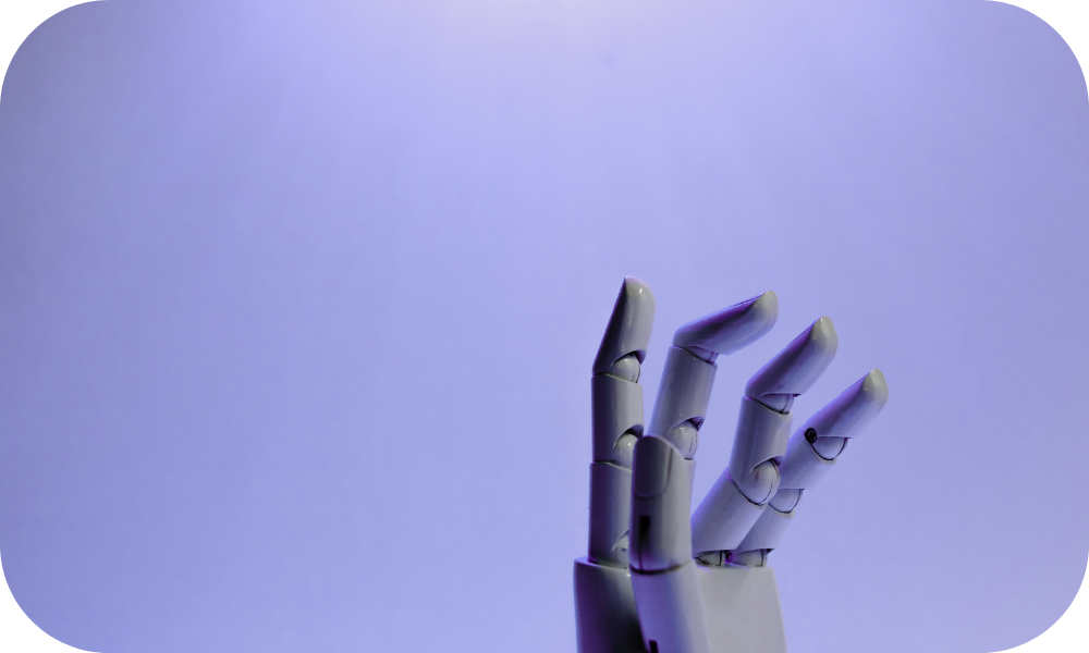 hand of a robot on purple background