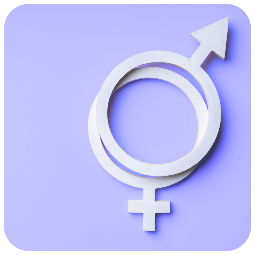 gender equality symbol on purple background